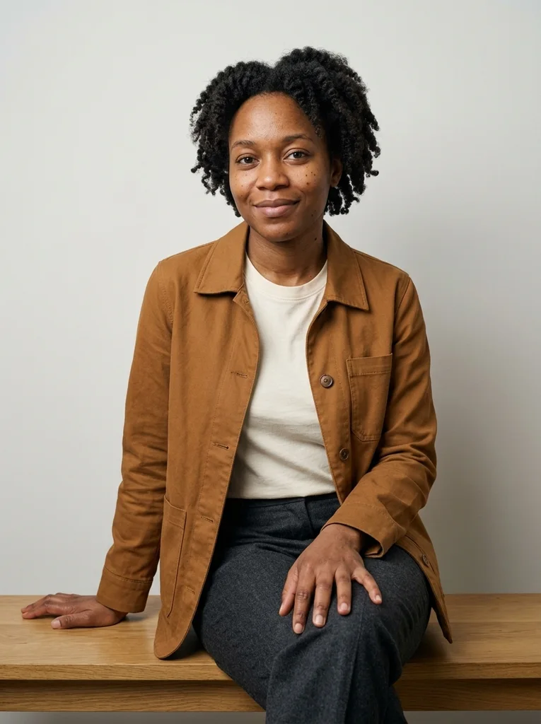Fine Tee, Canvas Jacket. A fine cotton tee and canvas jacket make a polished everyday-clothes studio editorial. AI-generated example.