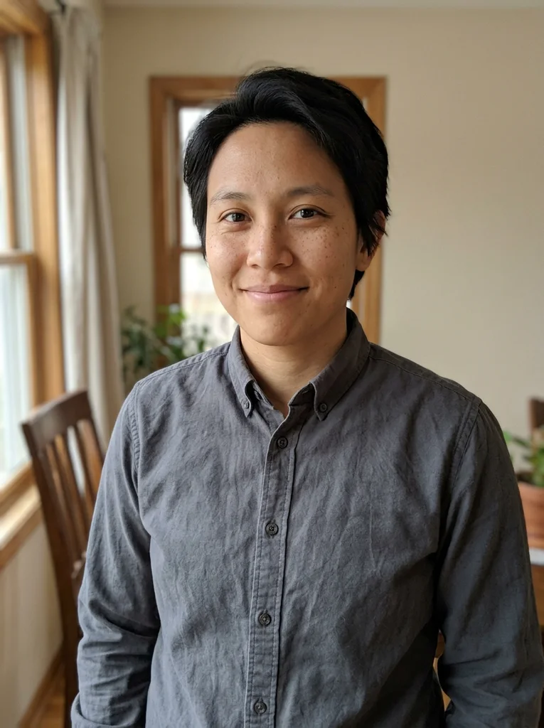 Reference portrait for Soft Stripe, AI-generated.